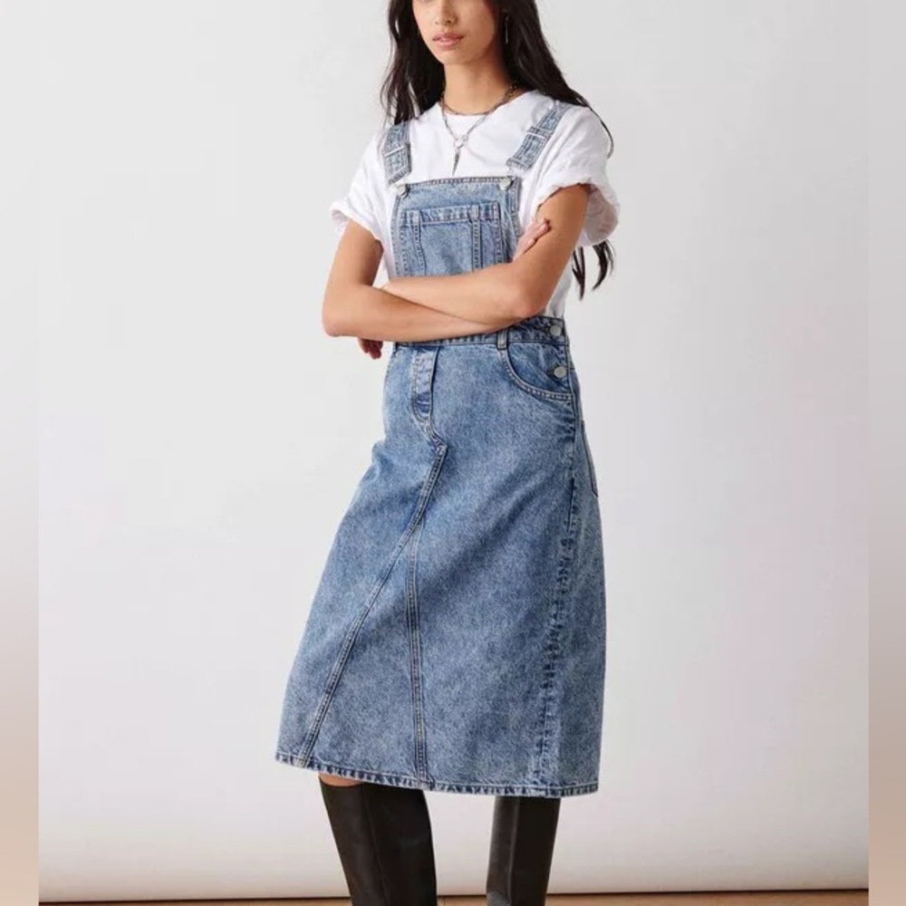 NWT ba&sh Emma Dungaree Denin Dress